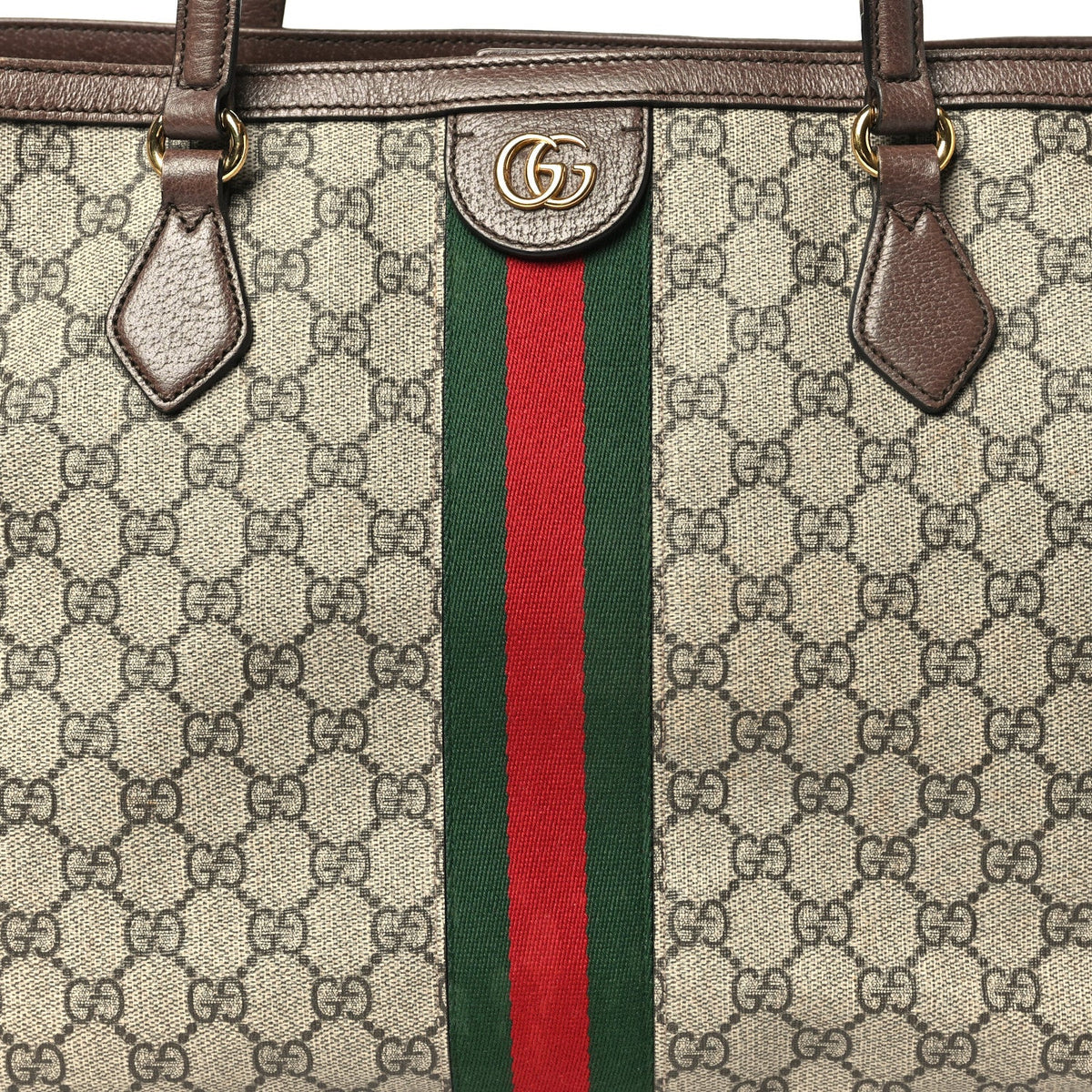 GG Supreme Monogram Textured Calfskin Web Medium Ophidia Shopping Tote Beige Ebony New Acero wholesalehk.shop