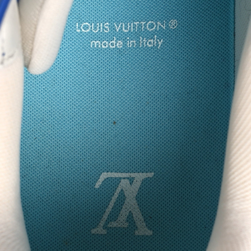 Calfskin Embossed Monogram Mens LV Trainer Sneakers 8.5 Blue £¨ Direct shipment via from wholesalehk.shop