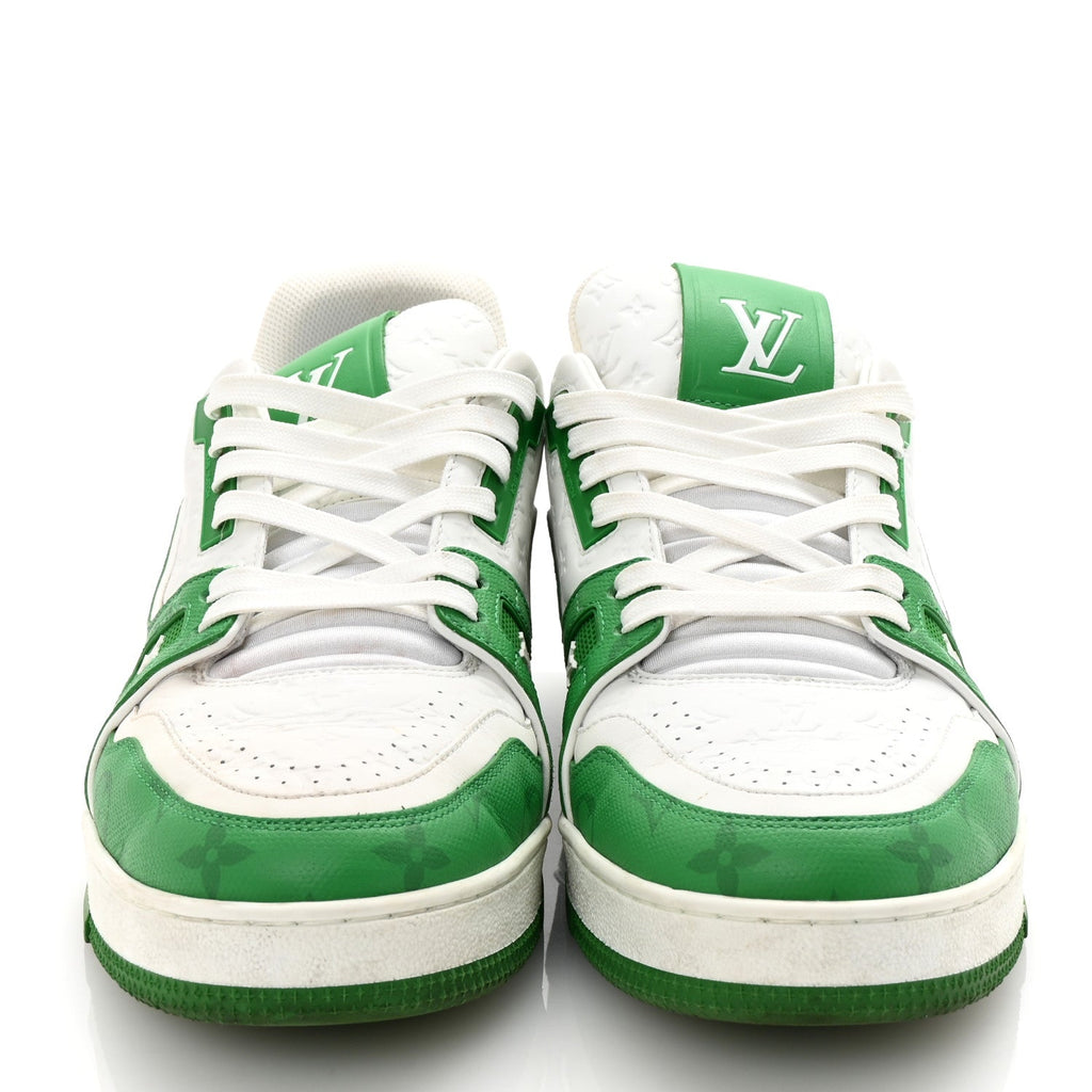 Calfskin Monogram Mens LV Trainer Sneakers 8 Green £¨ Direct shipment via from wholesalehk.shop