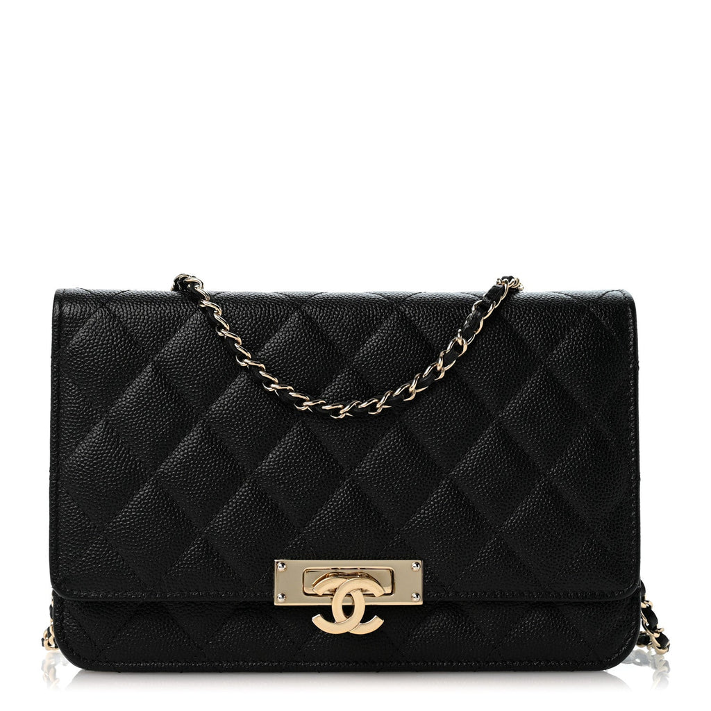Caviar Quilted Golden Class Wallet On Chain WOC Black wholesalehk.shop