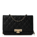 Caviar Quilted Golden Class Wallet On Chain WOC Black wholesalehk.shop