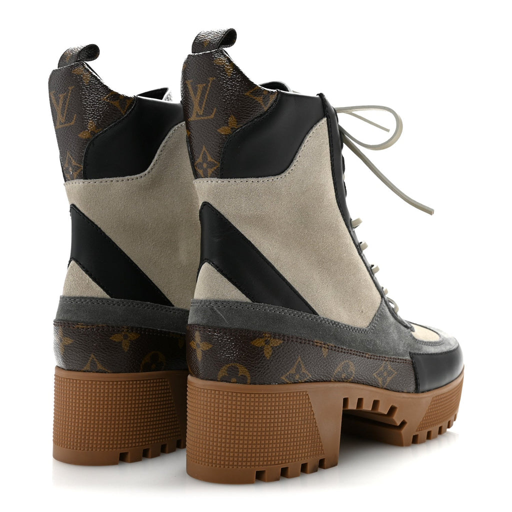 Suede Calfskin Monogram Laureate Platform Desert Boots 40 Grey £¨ Direct shipment via from wholesalehk.shop