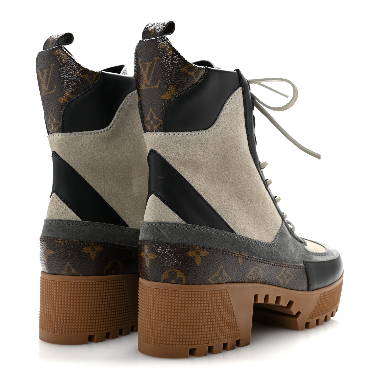 Suede Calfskin Monogram Laureate Platform Desert Boots 40 Grey £¨ Direct shipment via from wholesalehk.shop