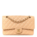 Caviar Quilted Medium Double Flap Beige wholesalehk.shop