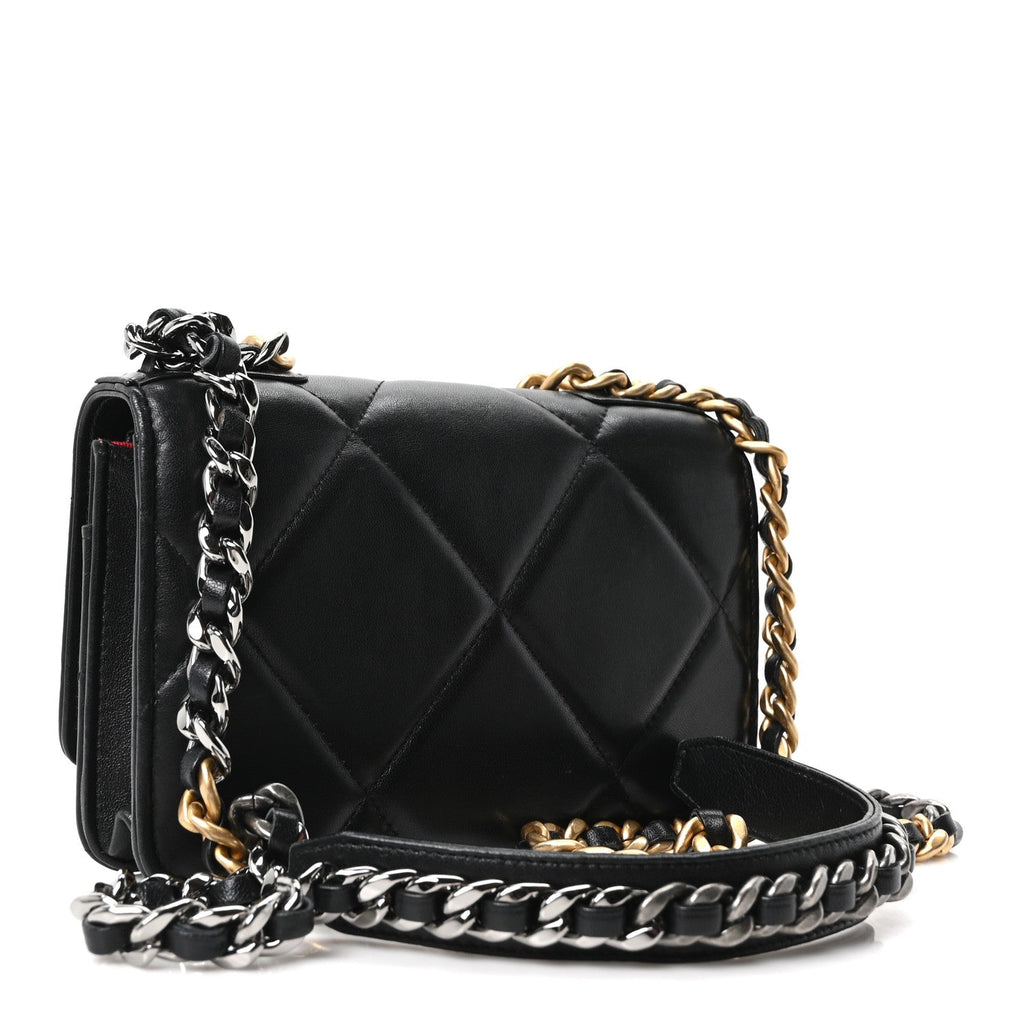 Lambskin Quilted Chanel 19 Wallet On Chain WOC Black wholesalehk.shop