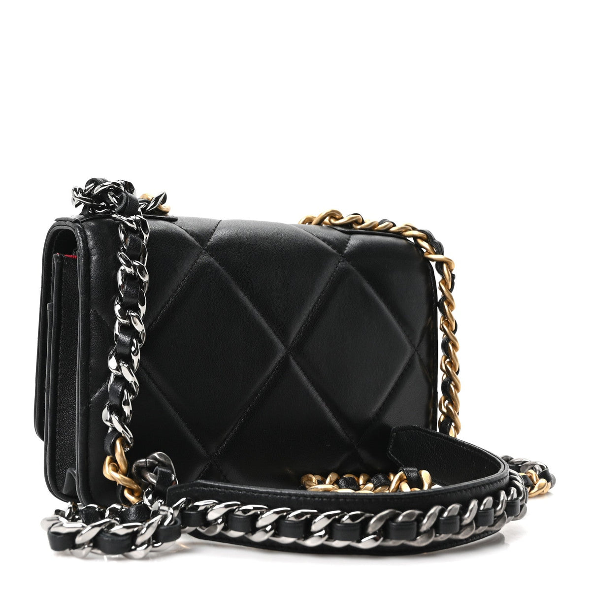 Lambskin Quilted Chanel 19 Wallet On Chain WOC Black wholesalehk.shop