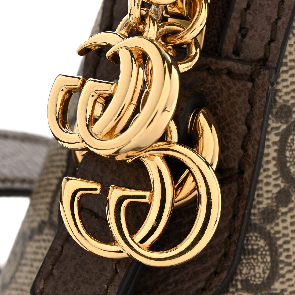 GG Supreme Monogram Textured Dollar Calfskin Web Small Ophidia Dome Shoulder Bag Beige Ebony New Acero wholesalehk.shop