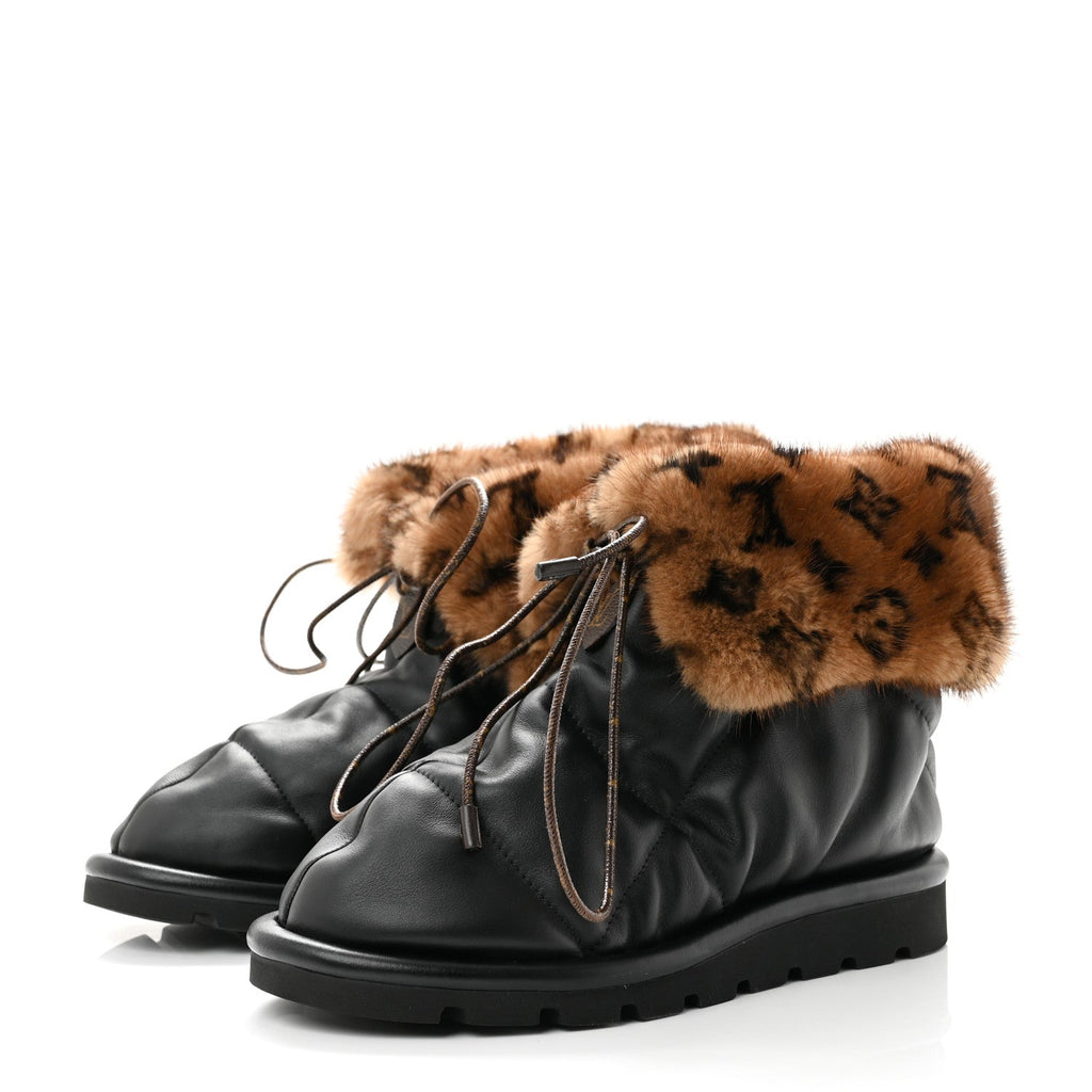 Nylon Mink Monogram Pillow Comfort Ankle Boot 39 Black £¨ Direct shipment via from wholesalehk.shop