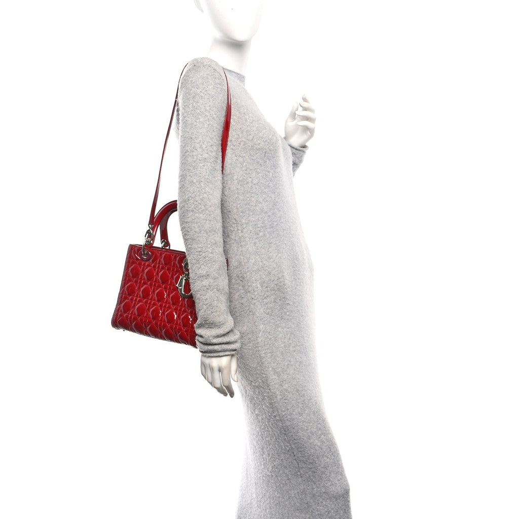 Patent Cannage Medium Lady Dior Red wholesalehk.shop