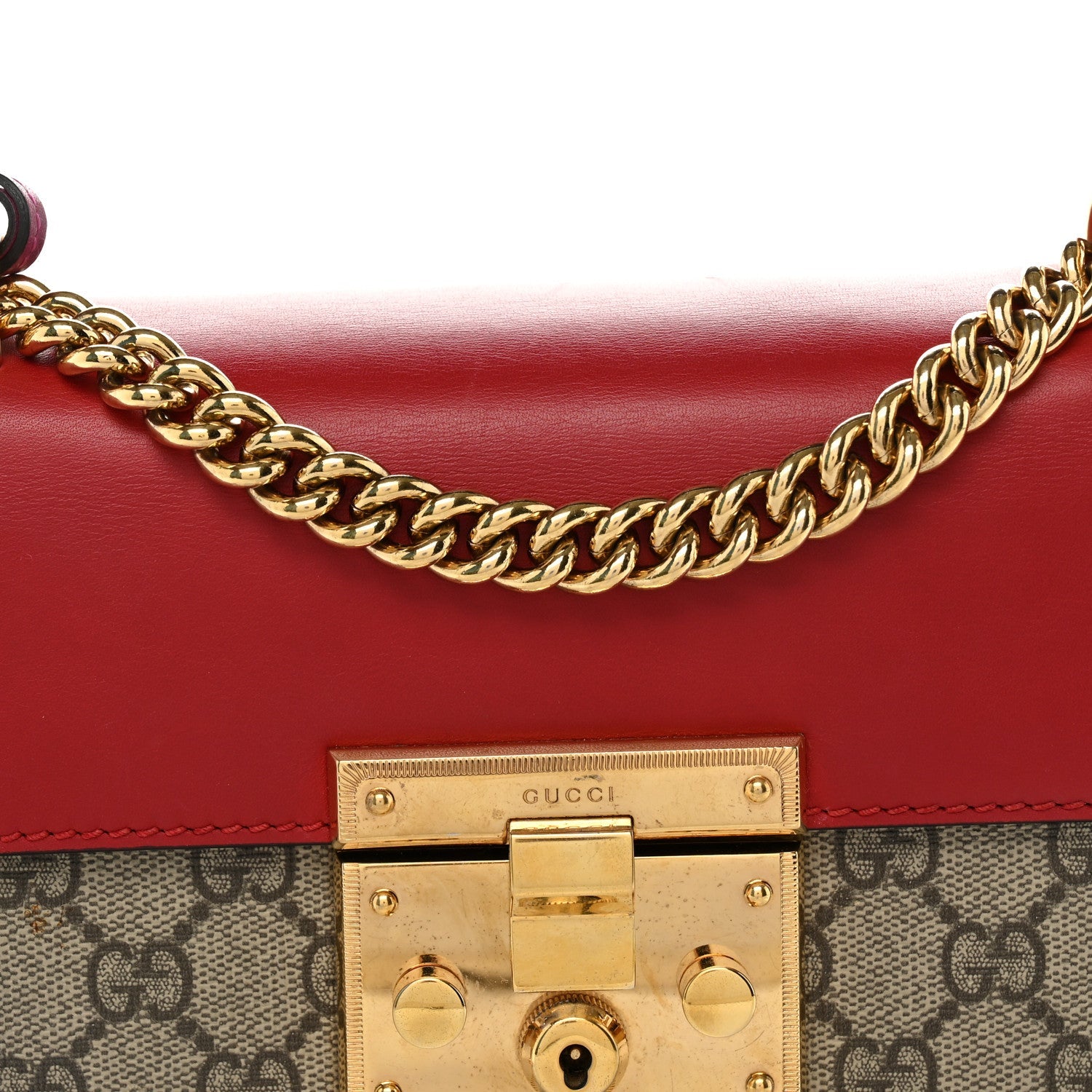 GG Supreme Monogram Calfskin Small Padlock Shoulder Bag Beige Hibiscus Red New Rosette £¨ Direct shipment via from wholesalehk.shop