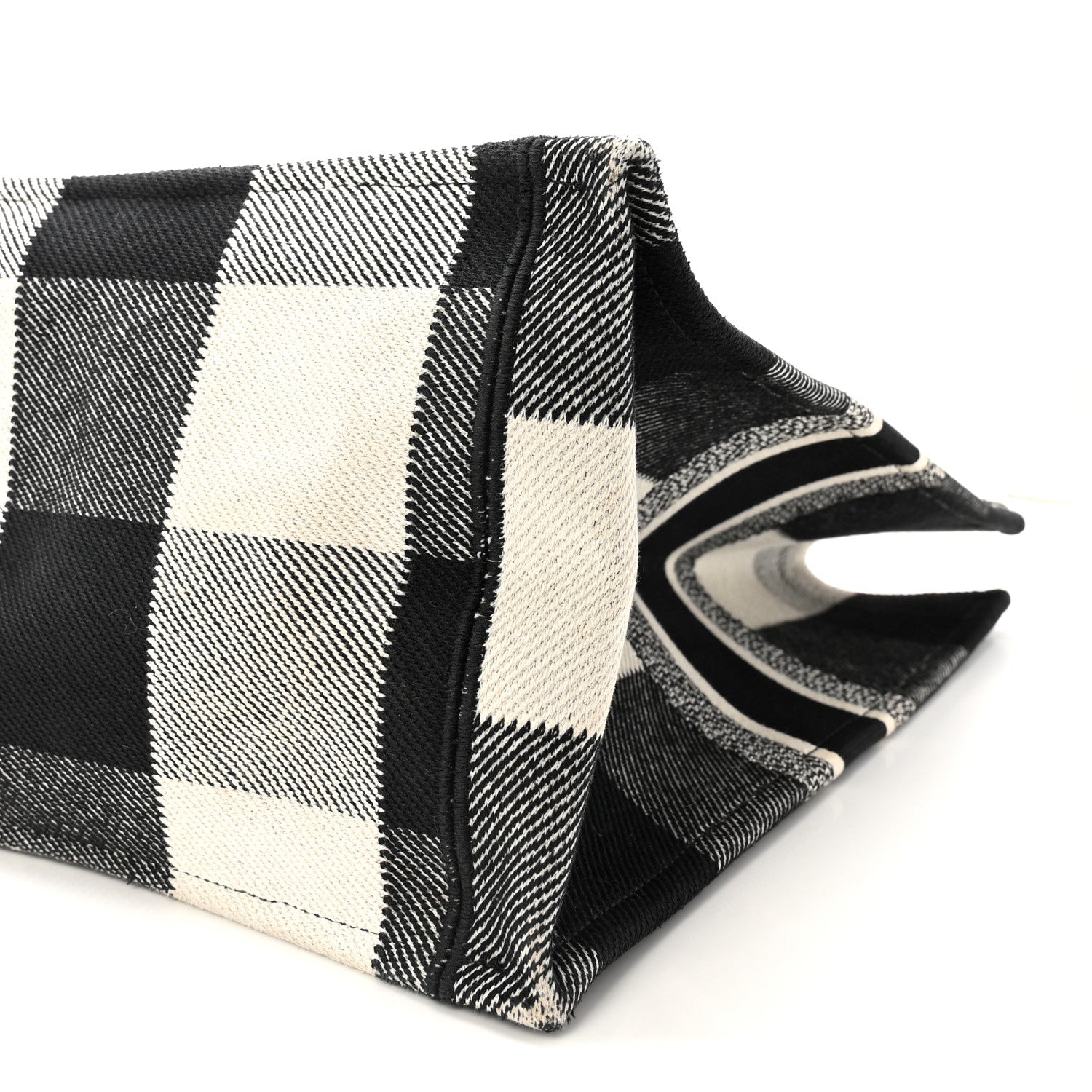 Canvas Embroidered Large Checkered Book Tote Black White £¨ Direct shipment via from wholesalehk.shop