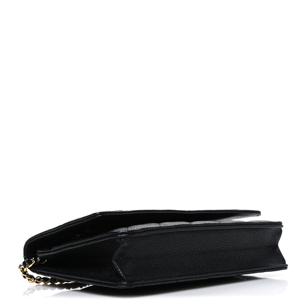 Caviar Quilted Wallet on Chain WOC Black wholesalehk.shop