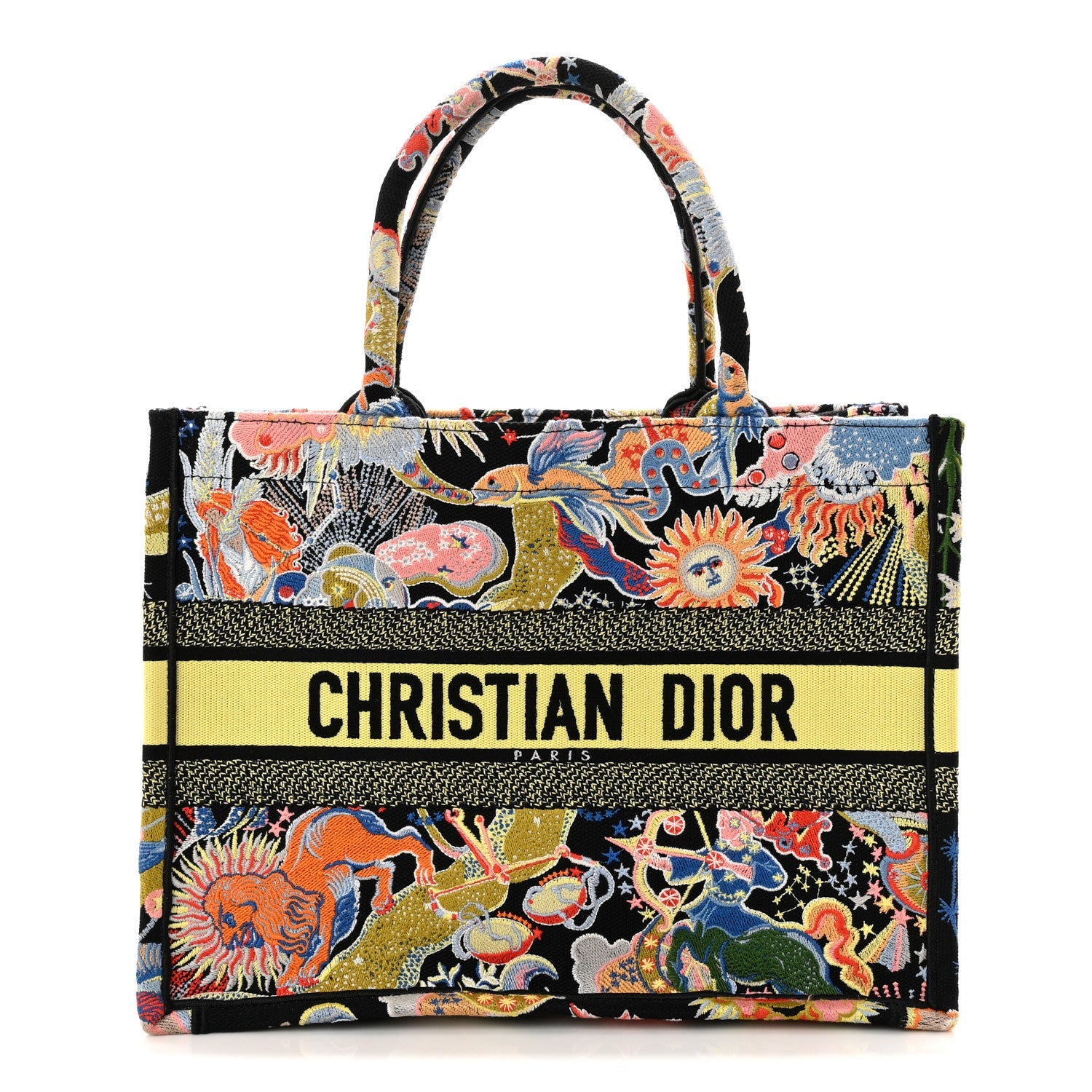 Canvas Zodiac Fantastico Embroidered Medium Book Tote Black Multicolor £¨ Direct shipment via from wholesalehk.shop