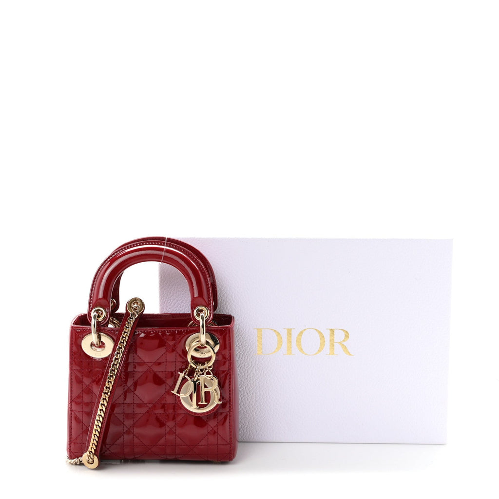 Patent Cannage Mini Lady Dior Red wholesalehk.shop