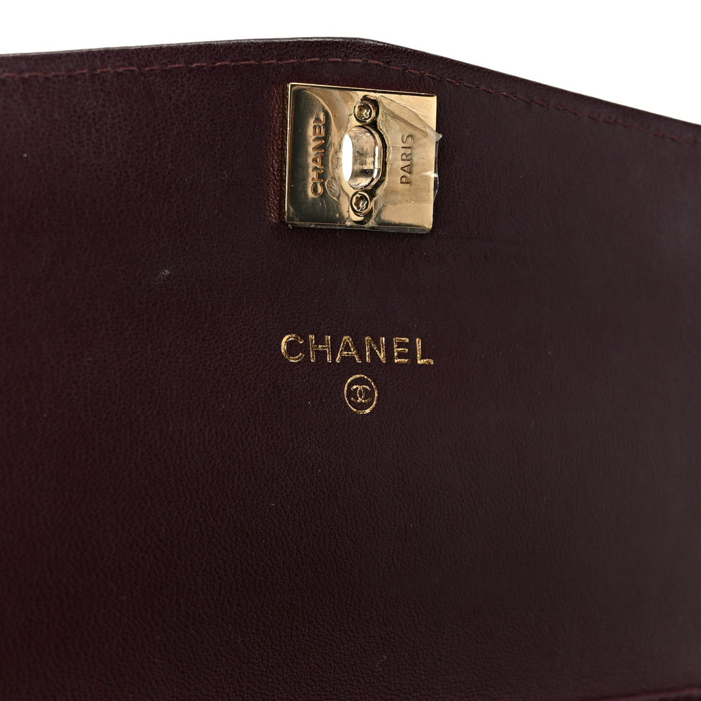 Lambskin Chevron Quilted Wallet On Chain WOC Black wholesalehk.shop