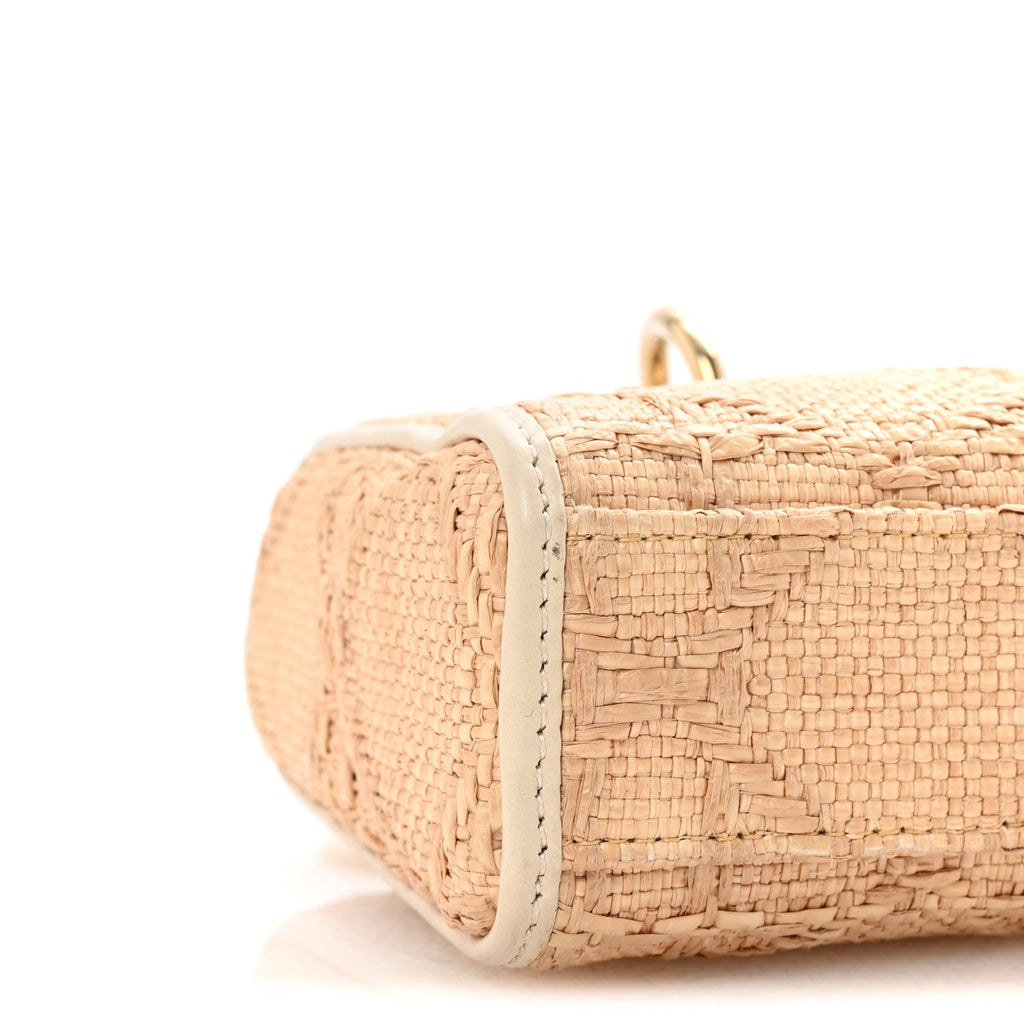 Raffia Macro Cannage Small Lady D-Joy Latte wholesalehk.shop