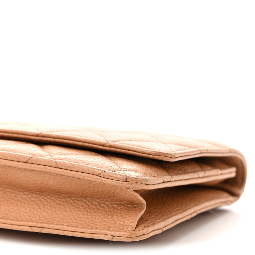 Caviar Quilted Wallet on Chain WOC Beige wholesalehk.shop