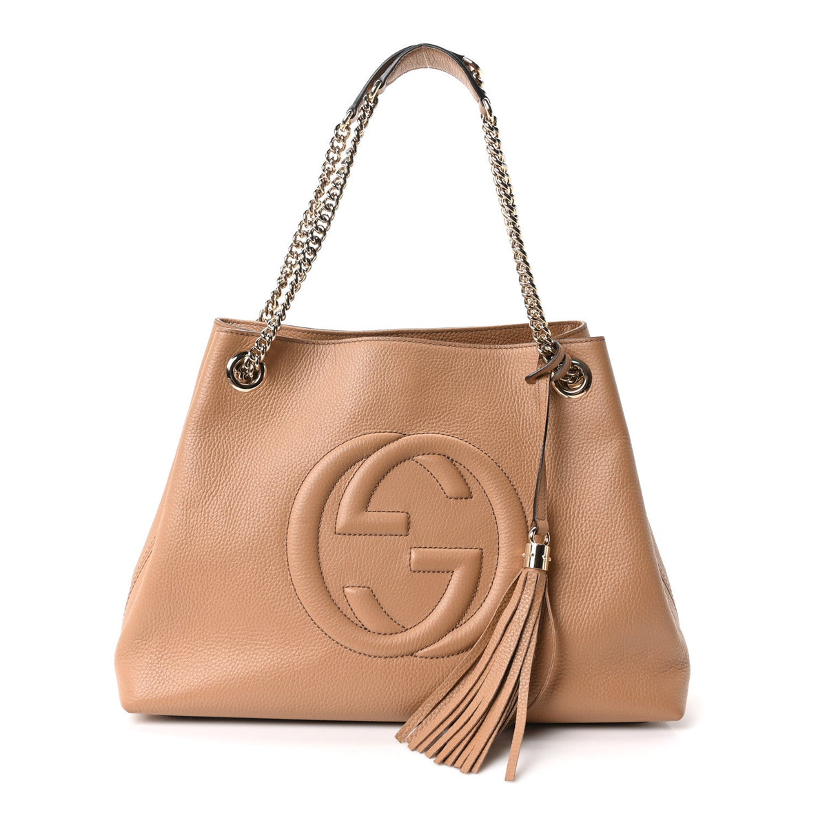 Pebbled Calfskin Medium Soho Chain Shoulder Bag Camelia wholesalehk.shop