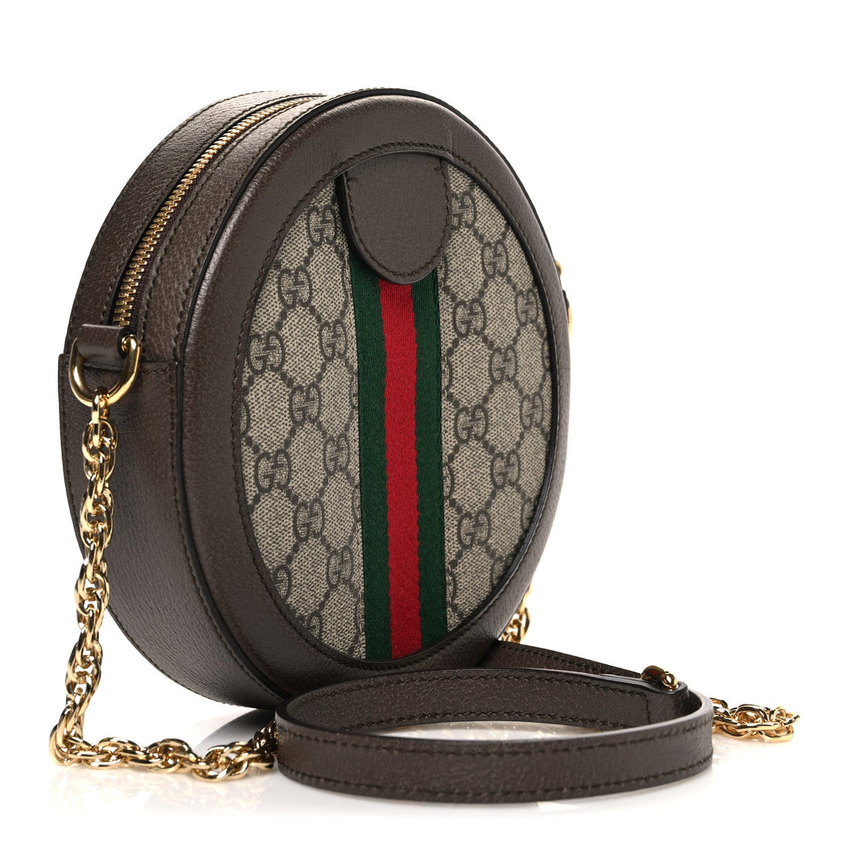 GG Supreme Monogram Web Mini Ophidia Round Shoulder Bag Brown wholesalehk.shop