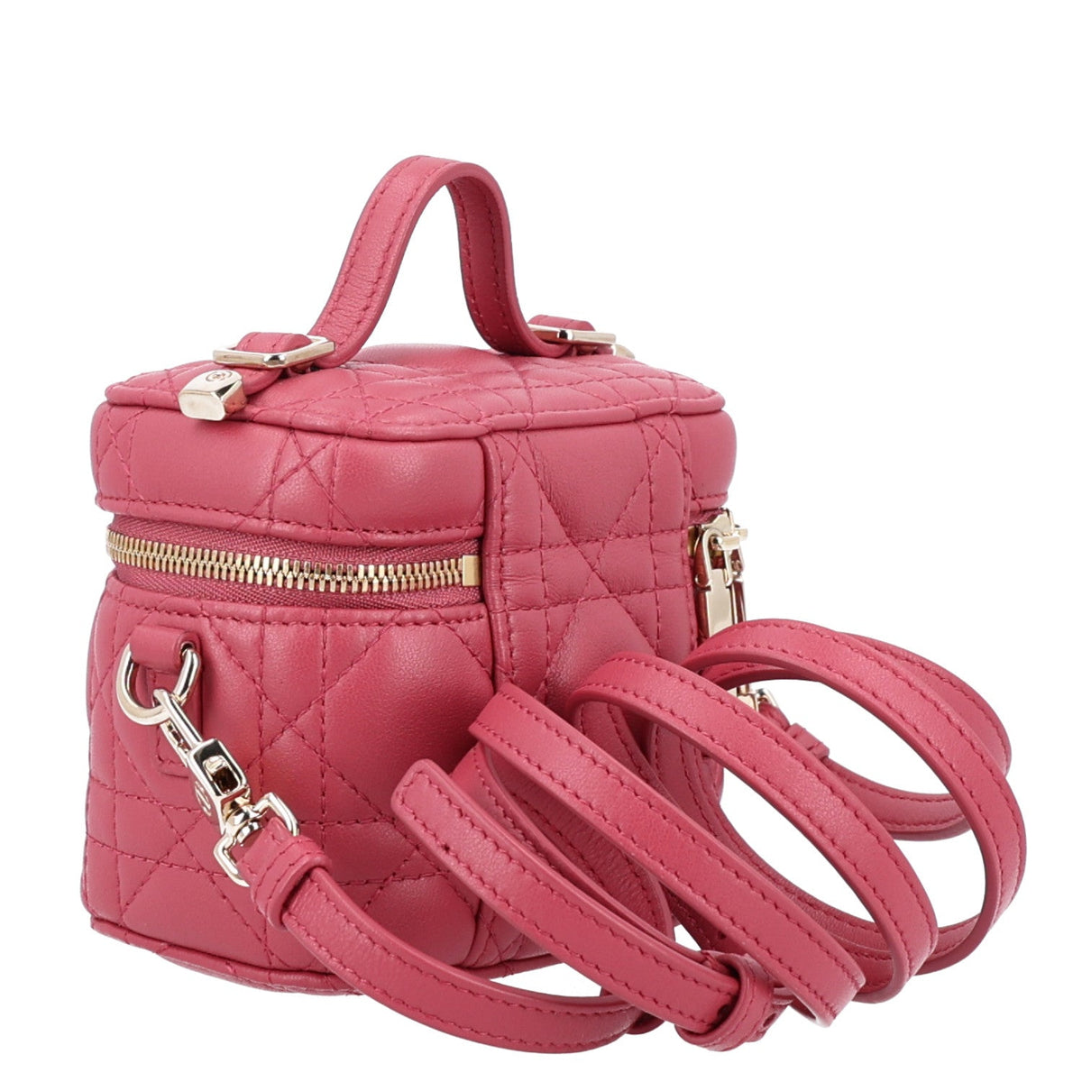 Lambskin Cannage Micro Vanity Case Strawberry Pink wholesalehk.shop