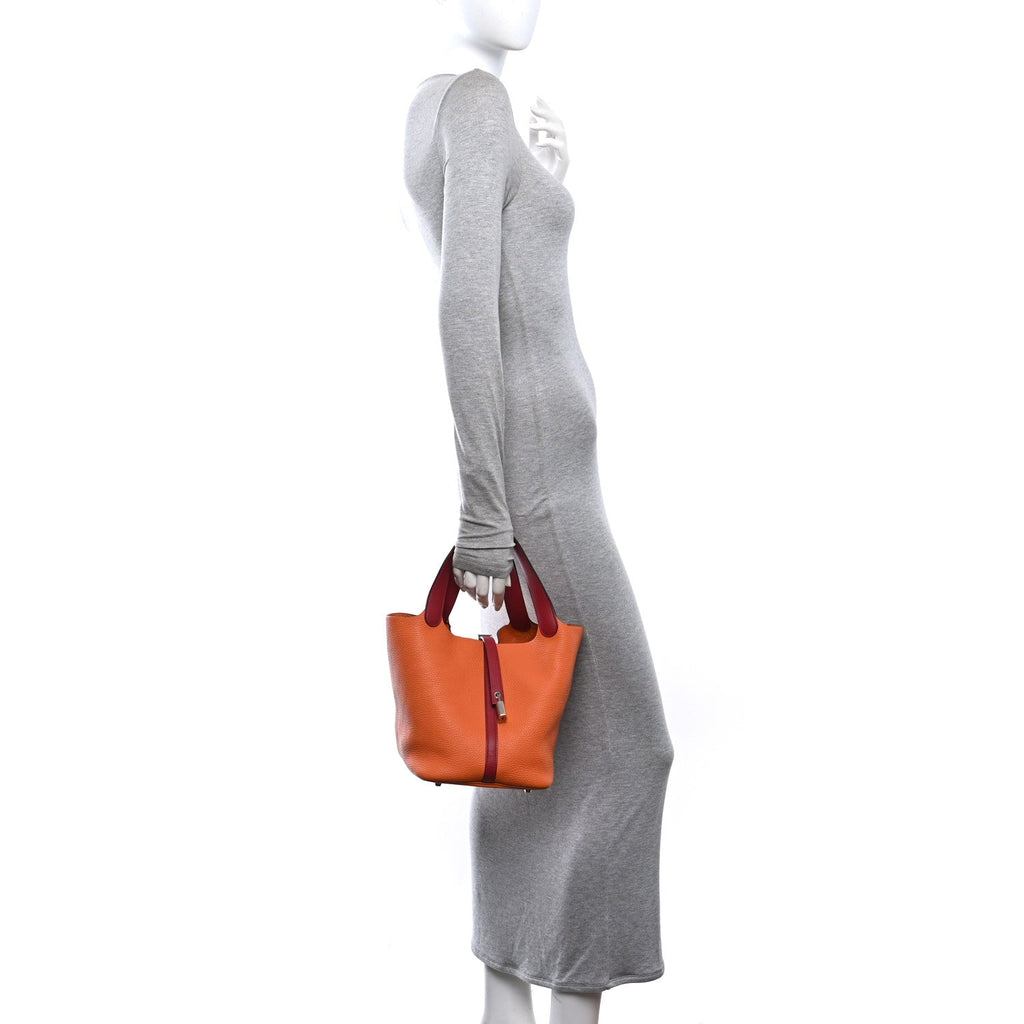 Taurillon Clemence Swift Eclat Picotin Lock 22 MM Orange Rouge Grenat £¨ Direct shipment via from wholesalehk.shop