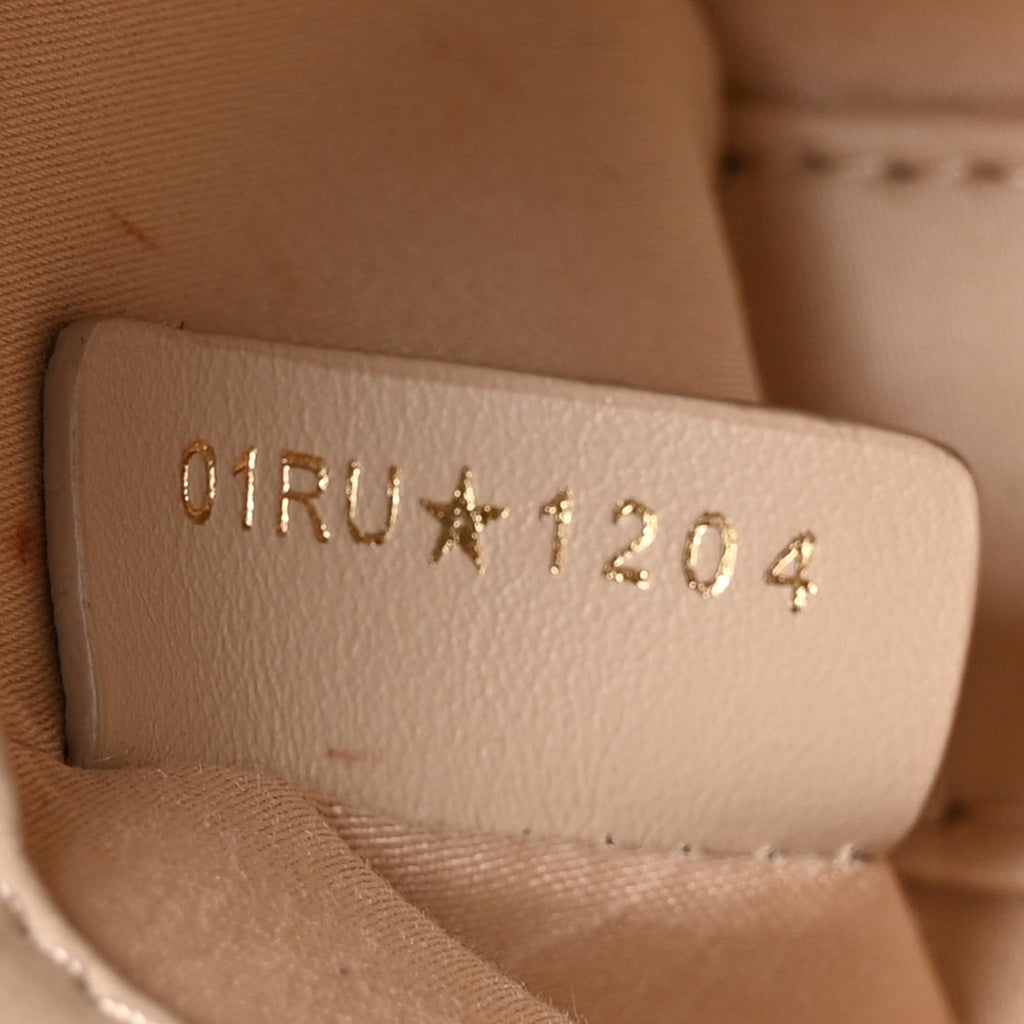 Lambskin Cannage Beaded Embroidered Micro Lady D-Joy Beige wholesalehk.shop