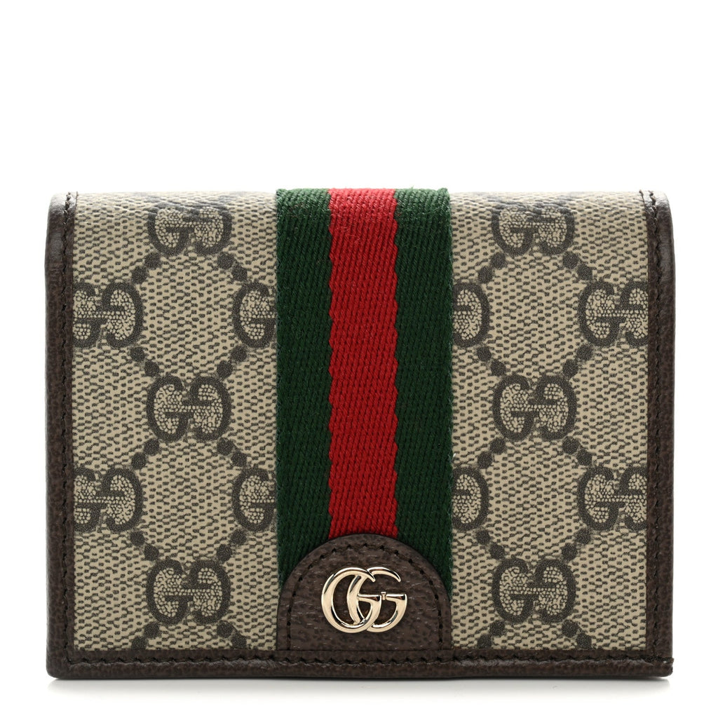 GG Supreme Monogram Web Ophidia Small Wallet Beige Dark Brown wholesalehk.shop