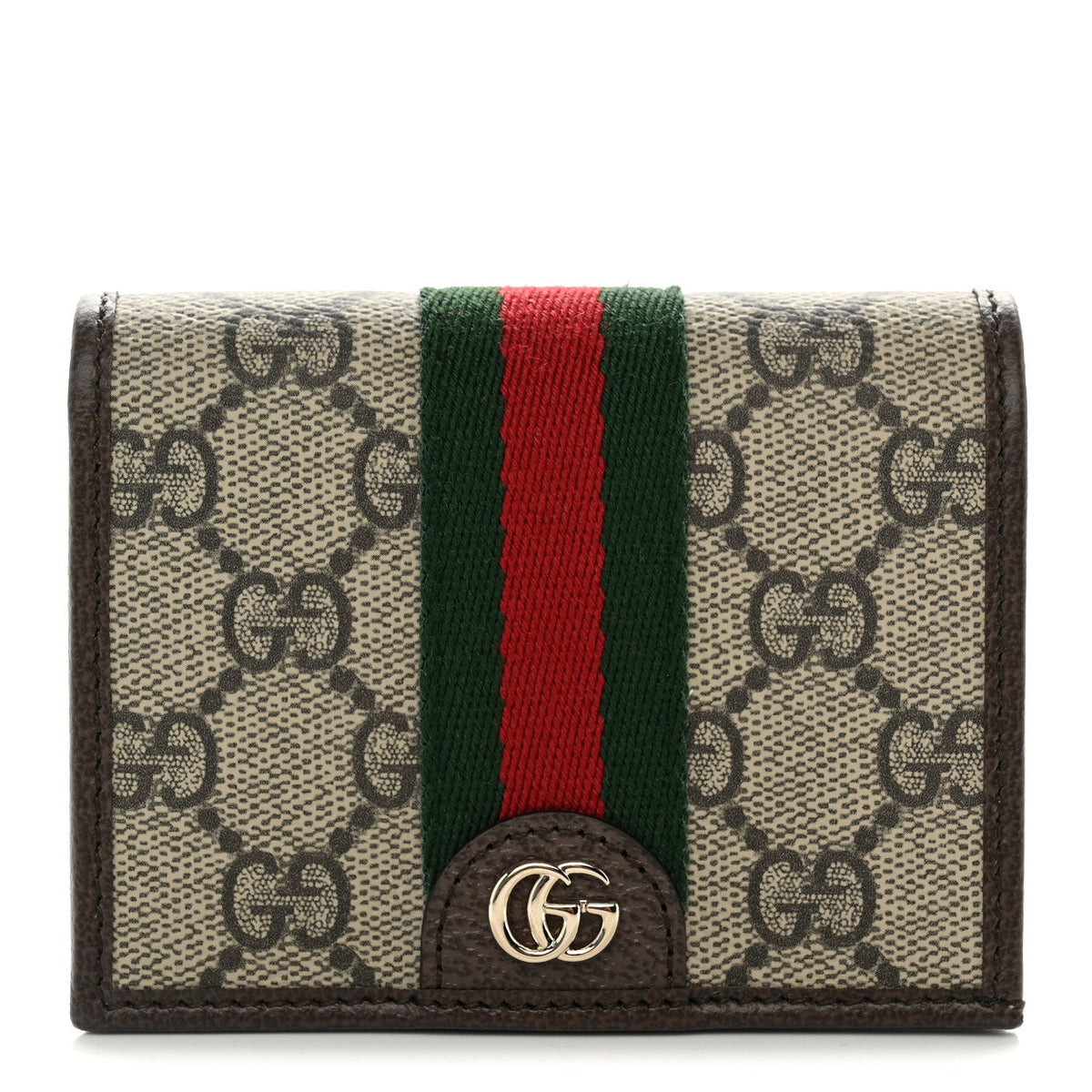 GG Supreme Monogram Web Ophidia Small Wallet Beige Dark Brown wholesalehk.shop