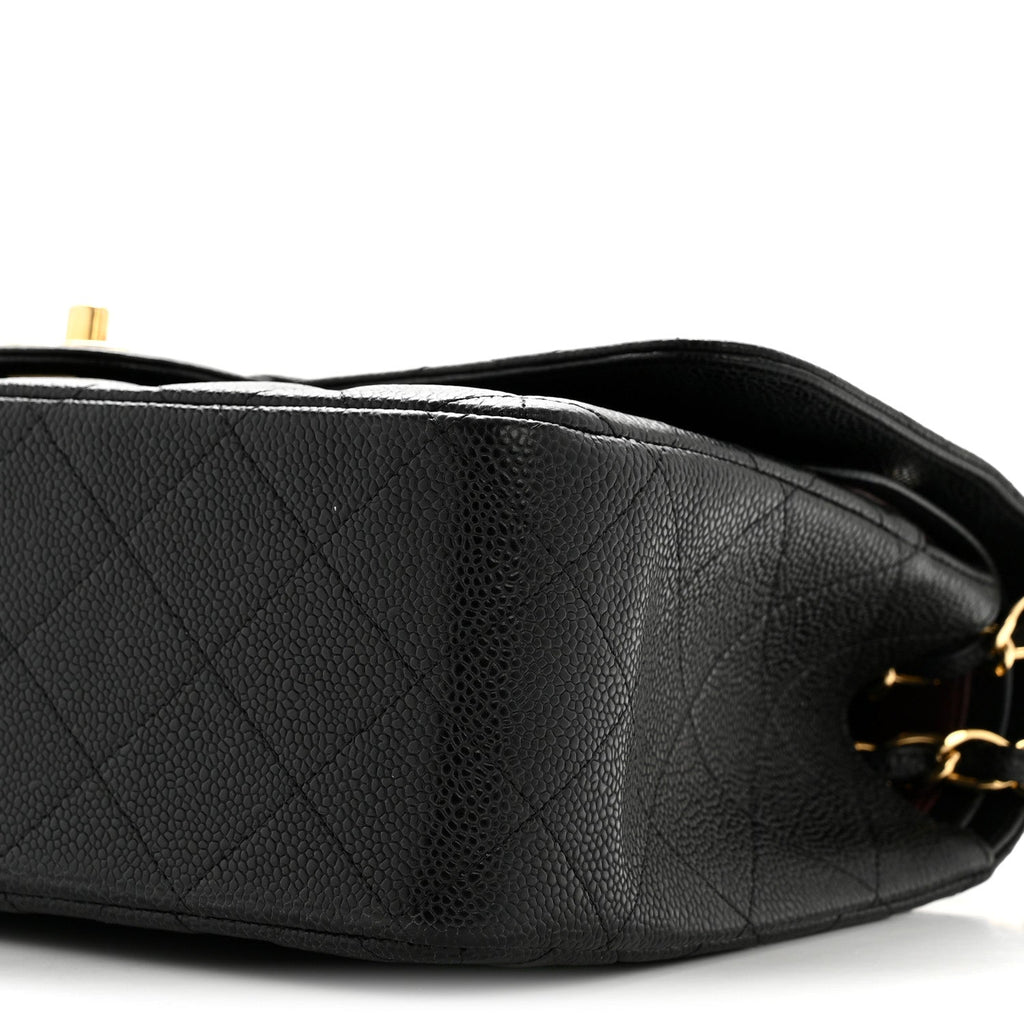 Caviar Quilted Jumbo Double Flap Black wholesalehk.shop