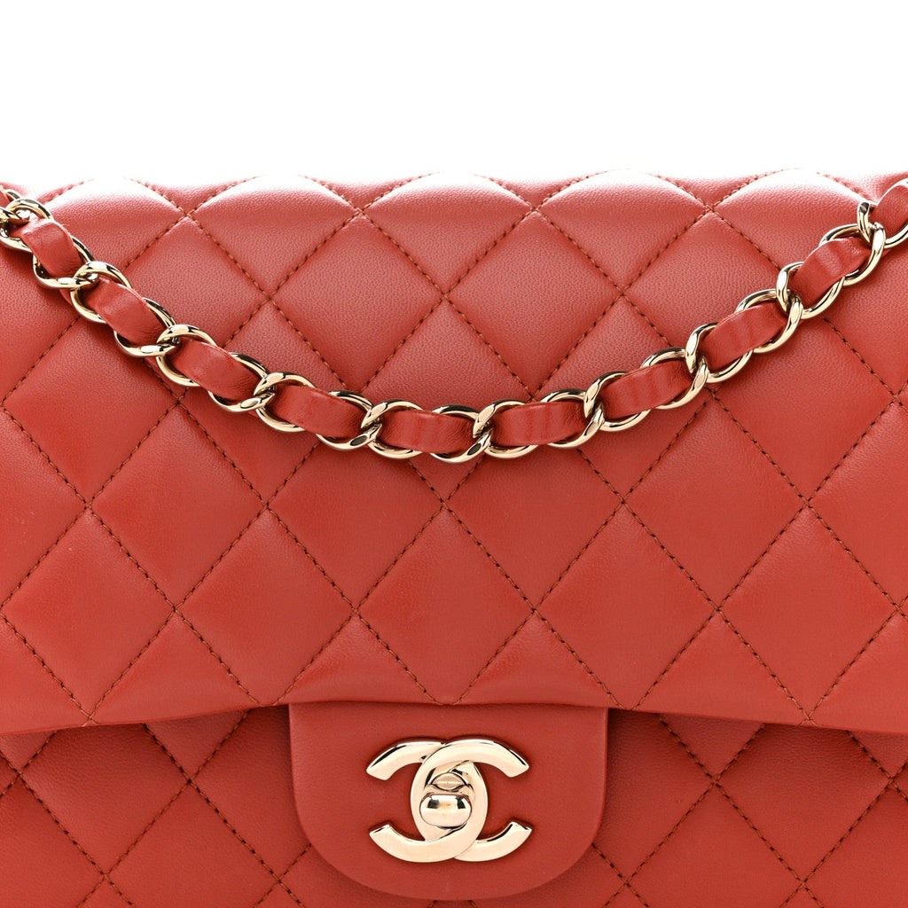 Lambskin Quilted Medium Double Flap Brown wholesalehk.shop