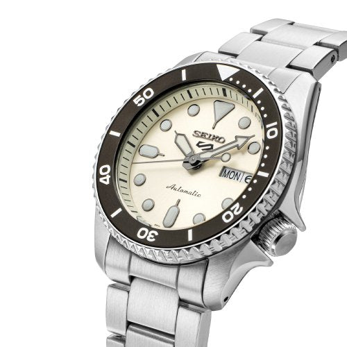 Seiko 5 Sports SKX Automatic Cream Dial Silver Steel Strap Watch For Men - SRPK31K1 wholesalehk.shop