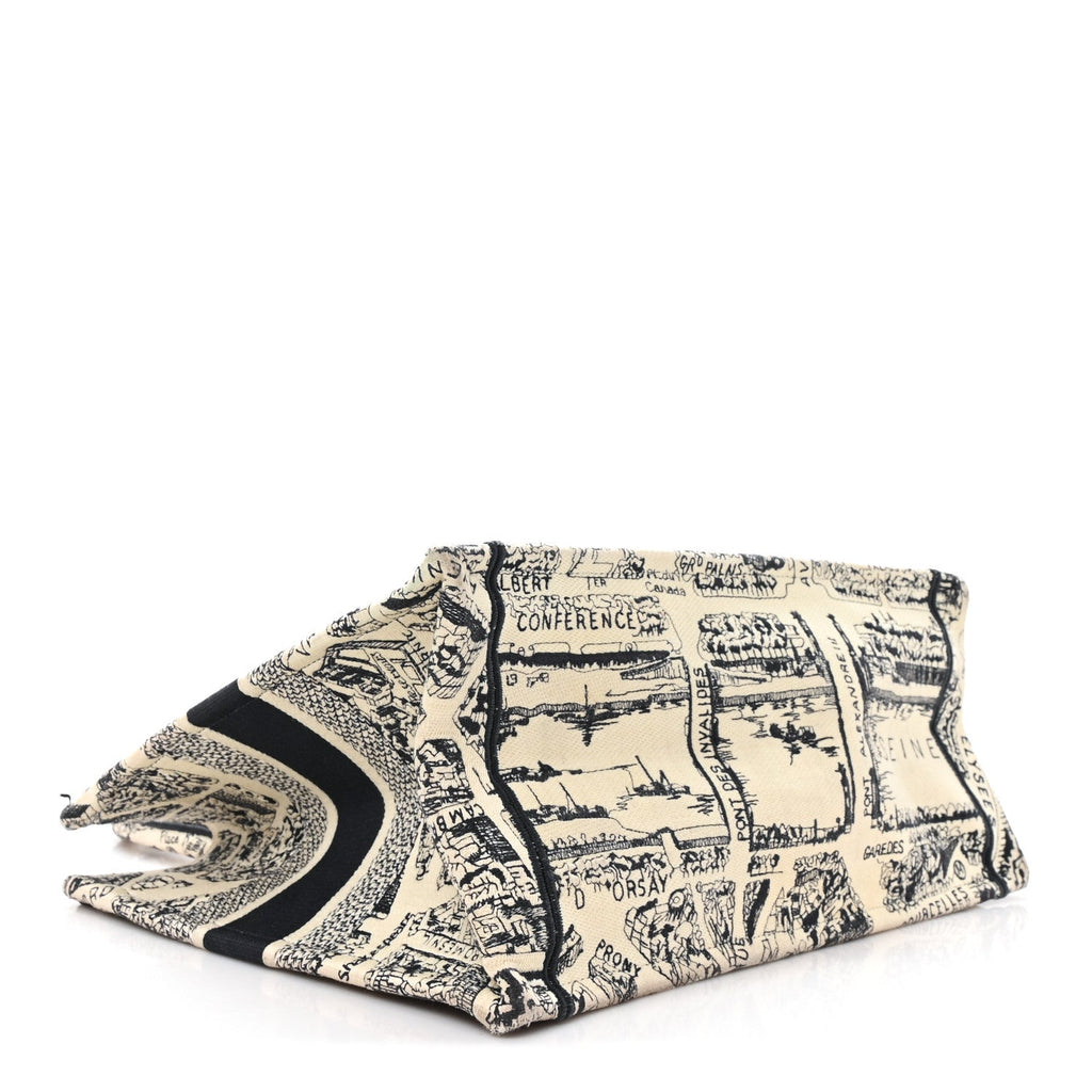 Canvas Embroidered Medium Plan De Paris Book Tote  White Blue £¨ Direct shipment via from wholesalehk.shop