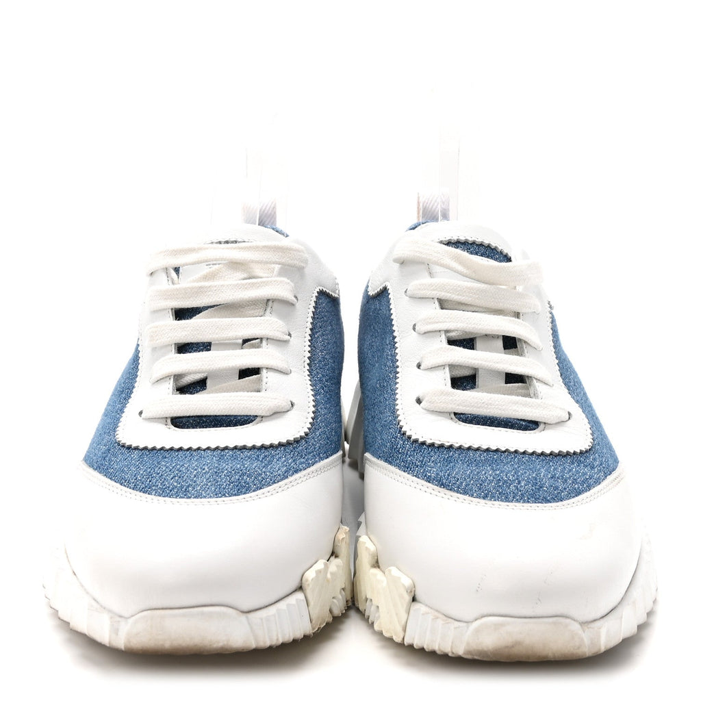 Denim Suede Goatskin Bouncing Sneakers 37 Bleu Clair White wholesalehk.shop