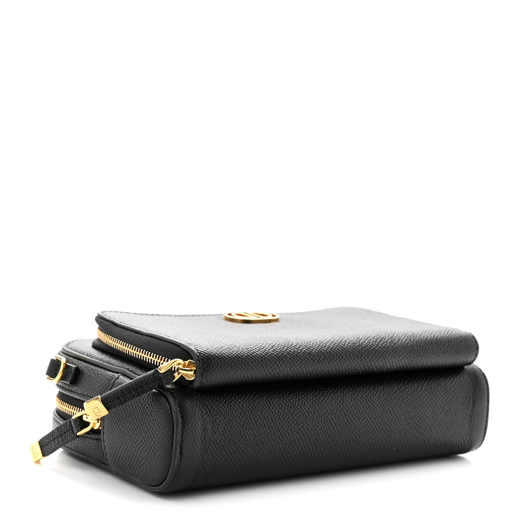 Grained Calfskin Caro Double Pouch Black wholesalehk.shop