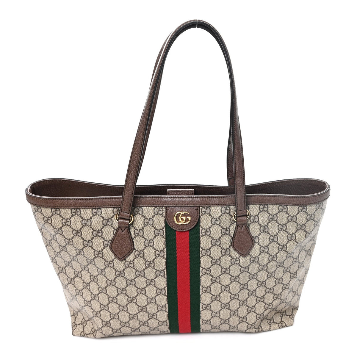 GG Supreme Monogram Medium Ophidia Shopping Tote Brown wholesalehk.shop