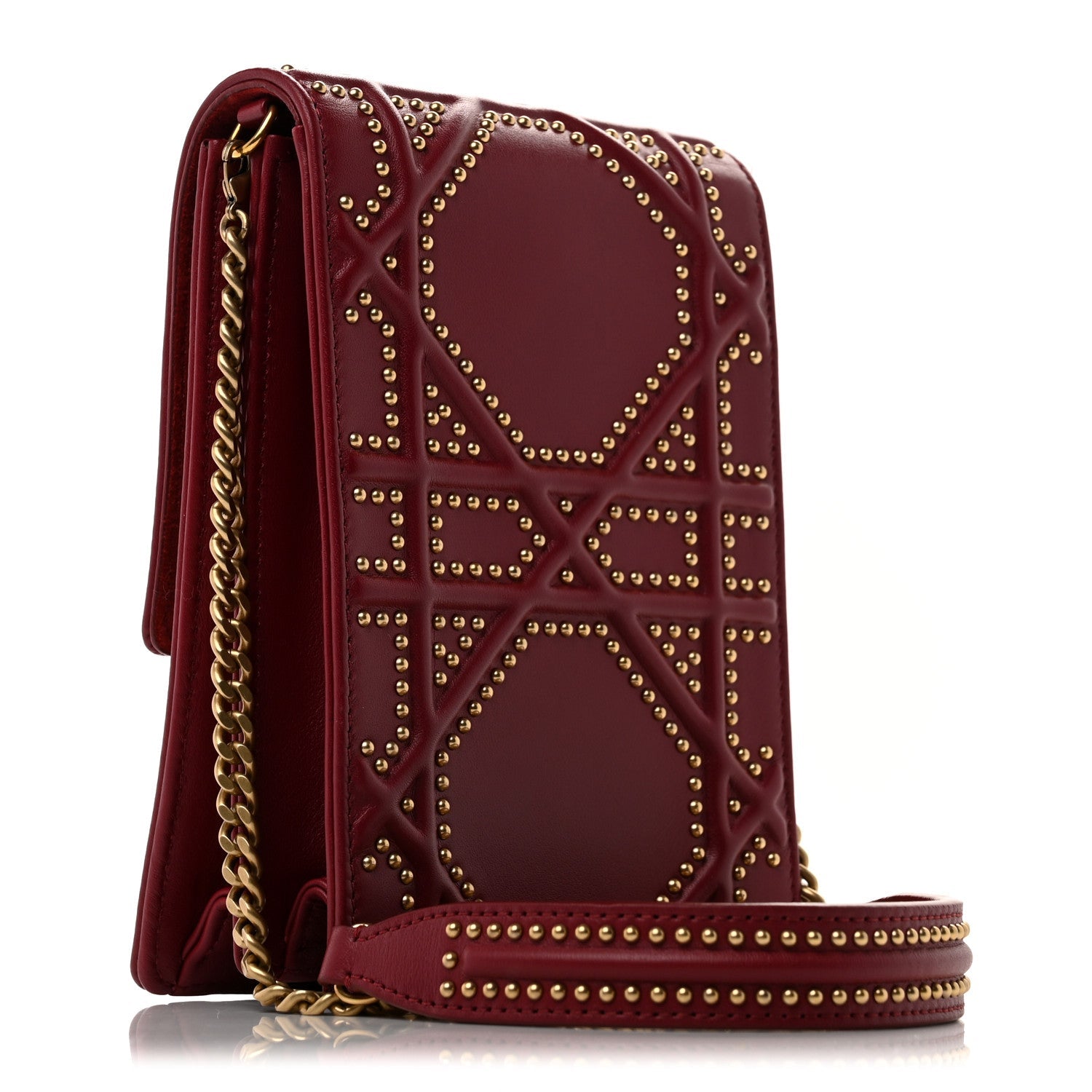 Lambskin Studded Vertical Diorama Spicy Red ¡§ Direct shipment via from wholesalehk.shop