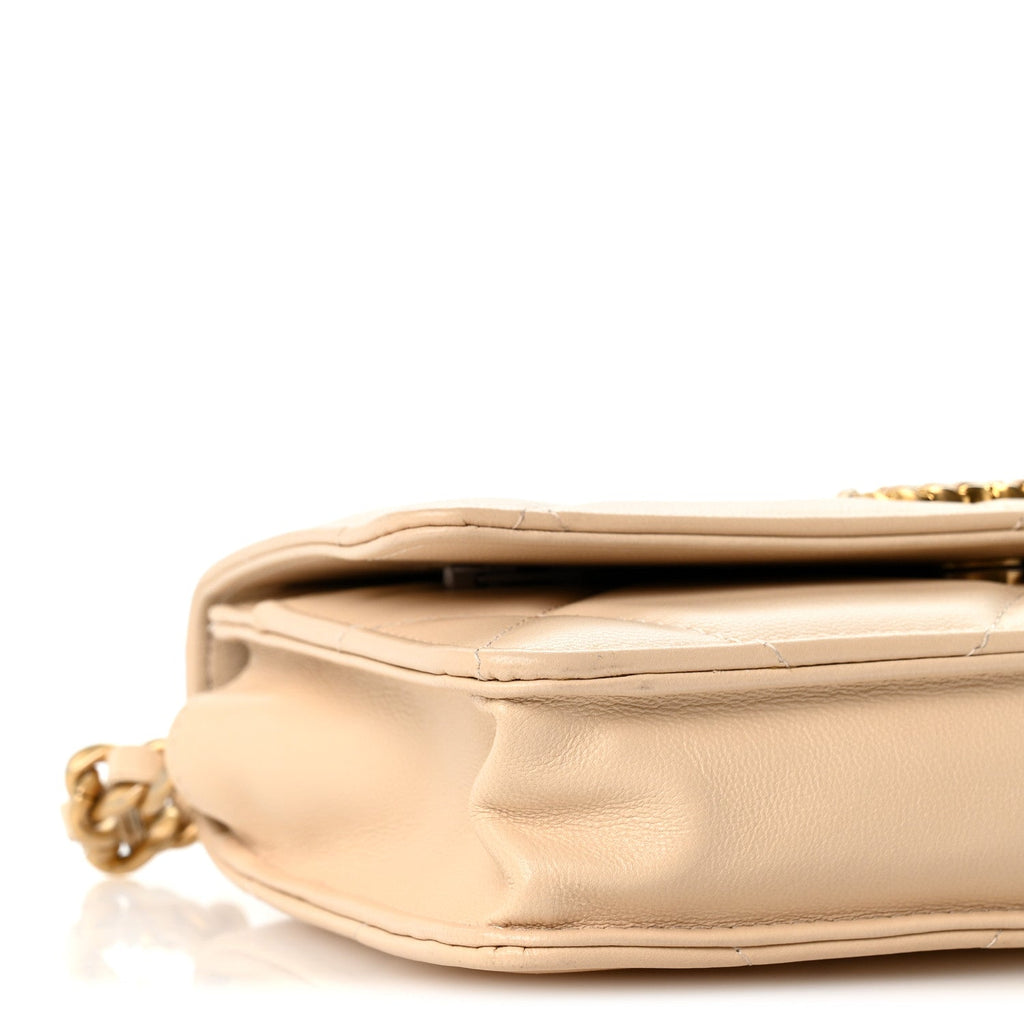 Lambskin Quilted Chanel 19 Wallet On Chain WOC Beige wholesalehk.shop