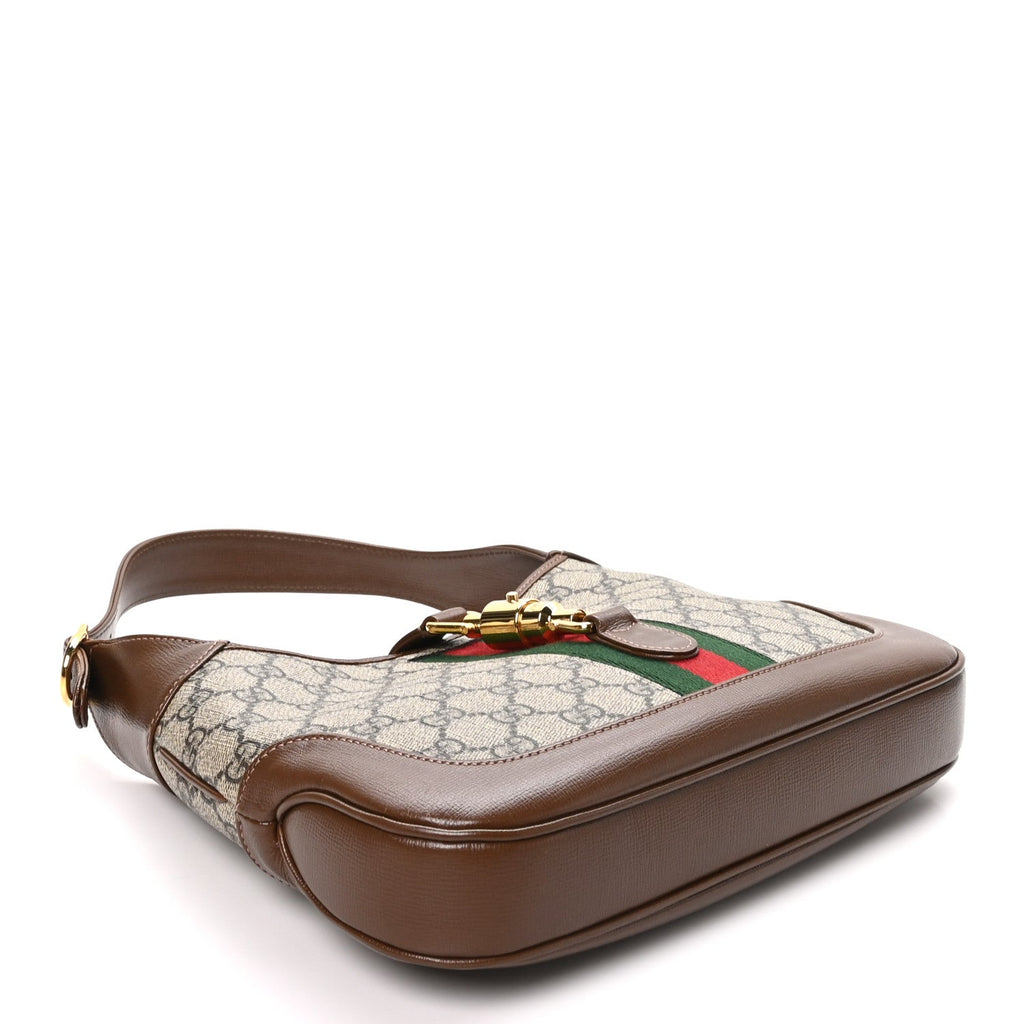 GG Supreme Monogram Azalea Calfskin Web Small Jackie 1961 Hobo Beige Ebony Brown Sugar £¨ Direct shipment via from wholesalehk.shop