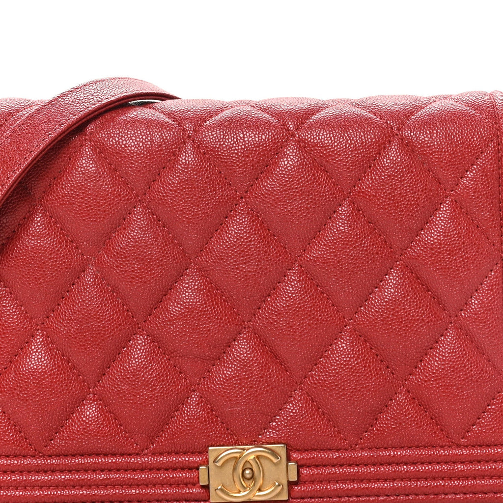 Caviar Quilted Boy Wallet On Chain WOC Red wholesalehk.shop