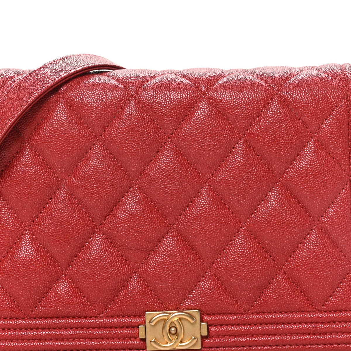 Caviar Quilted Boy Wallet On Chain WOC Red wholesalehk.shop