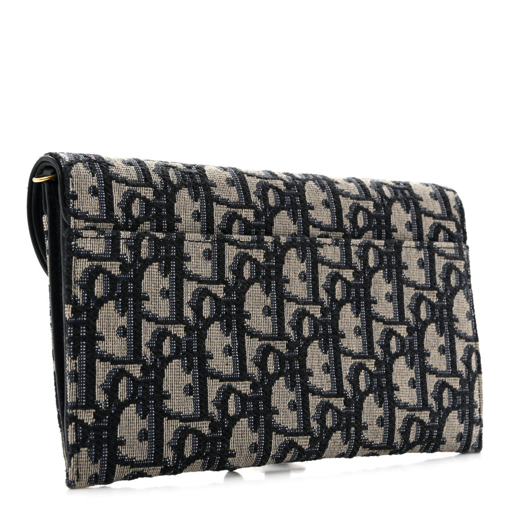 Oblique Saddle Chain Long Wallet Blue wholesalehk.shop