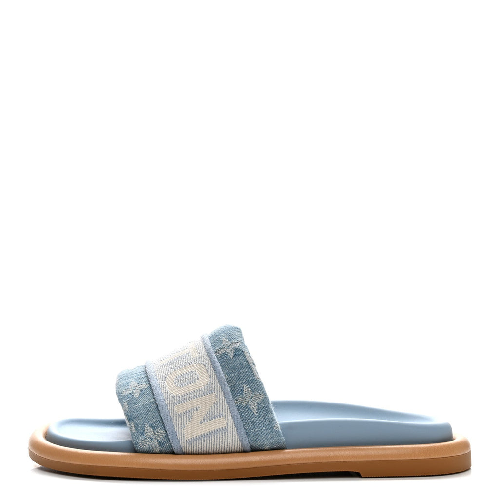 Monogram Denim LV Bliss Womens Comfort Mules 36.5 Turquoise £¨ Direct shipment via from wholesalehk.shop