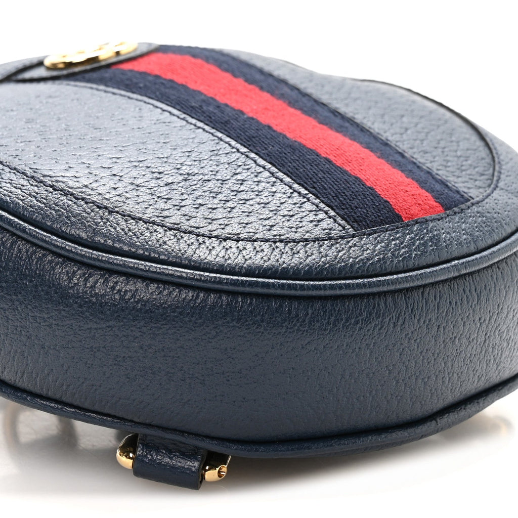 Textured Calfskin Web Mini Ophidia Round Backpack Blue Agata wholesalehk.shop