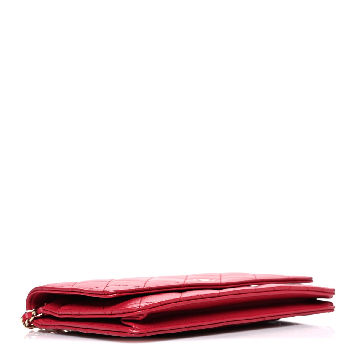 Lambskin Quilted Wallet On Chain WOC Dark Pink wholesalehk.shop