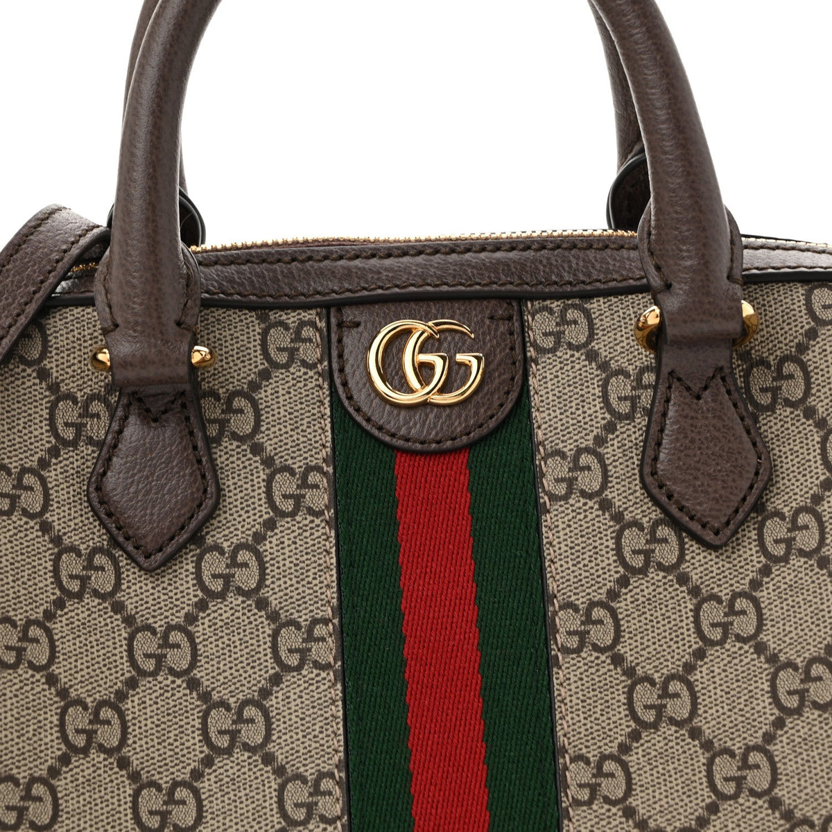 GG Supreme Monogram Web Small Ophidia Top Handle Bag  Beige Ebony wholesalehk.shop