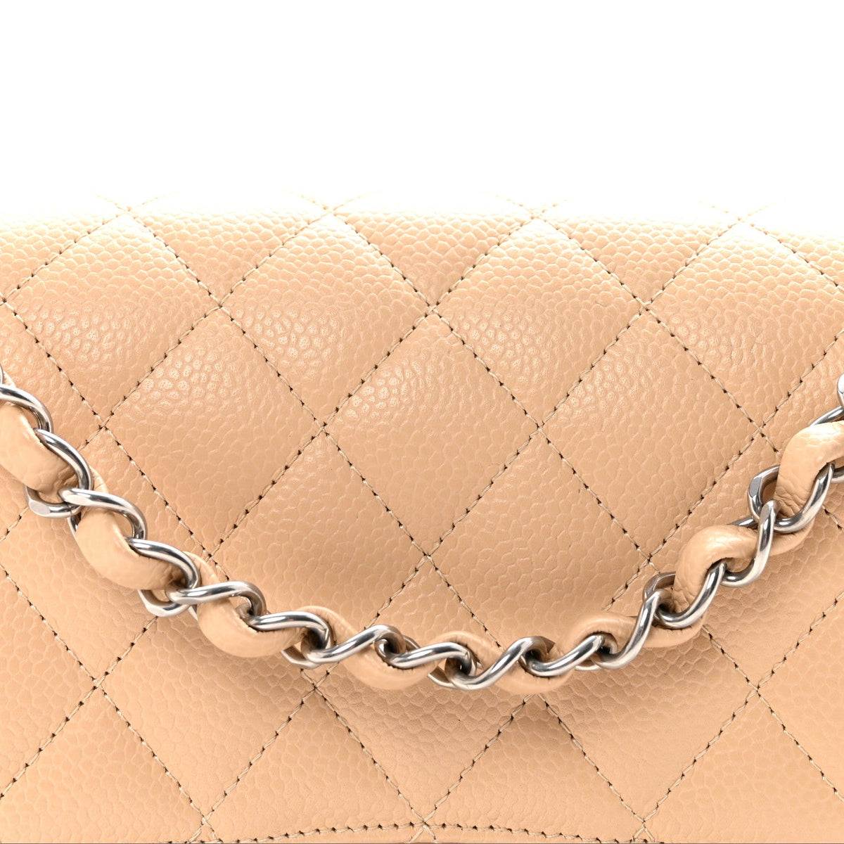 Caviar Quilted Medium Double Flap Beige wholesalehk.shop
