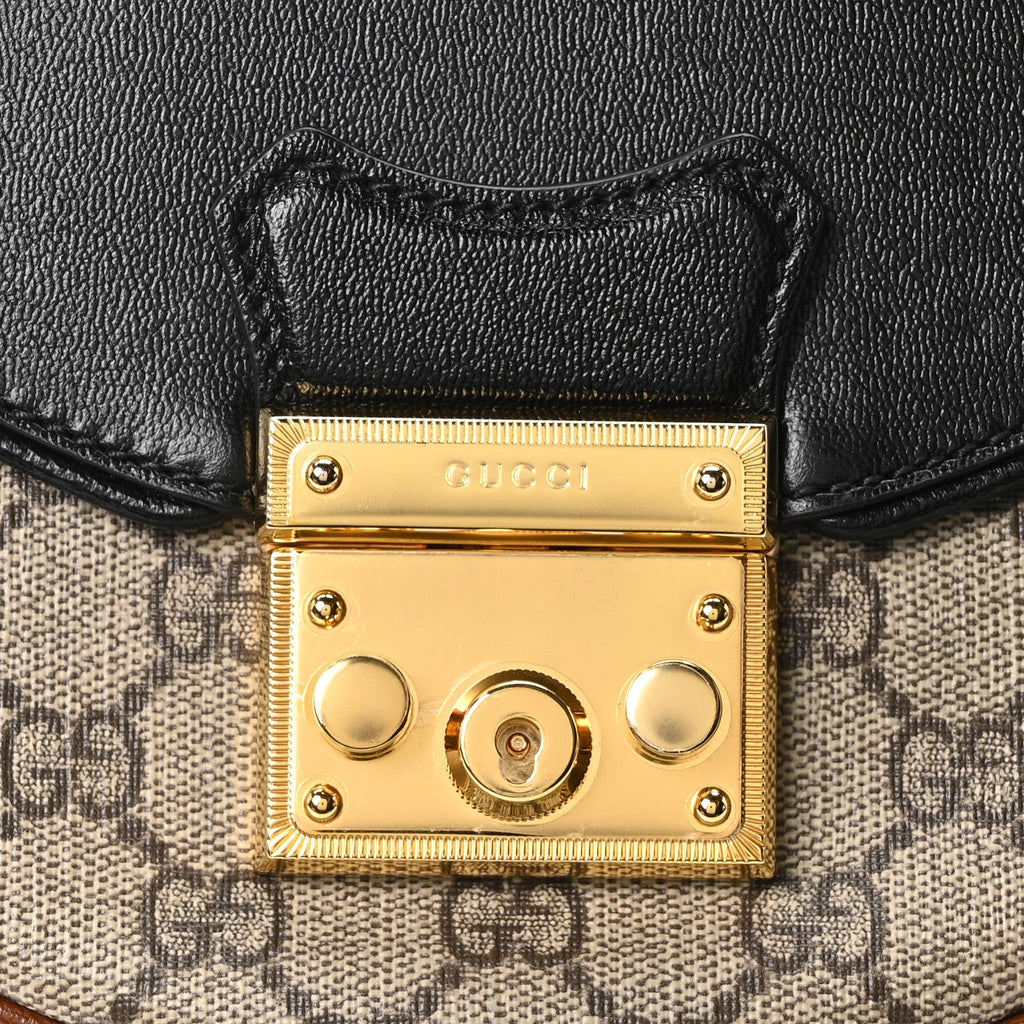 GG Supreme Monogram Calfskin Small Padlock Messenger Shoulder Bag Beige Black Cuir £¨ Direct shipment via from wholesalehk.shop