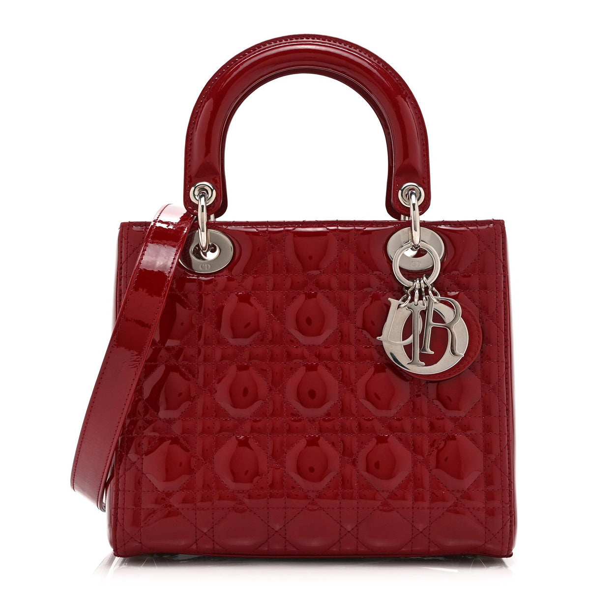 Patent Cannage Medium Lady Dior Red wholesalehk.shop