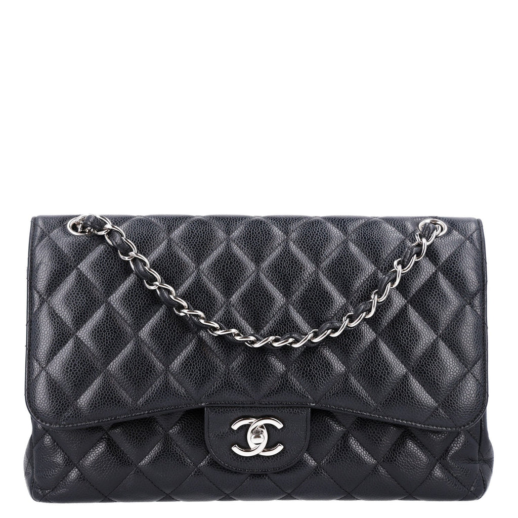 Caviar Quilted Jumbo Double Flap Black wholesalehk.shop