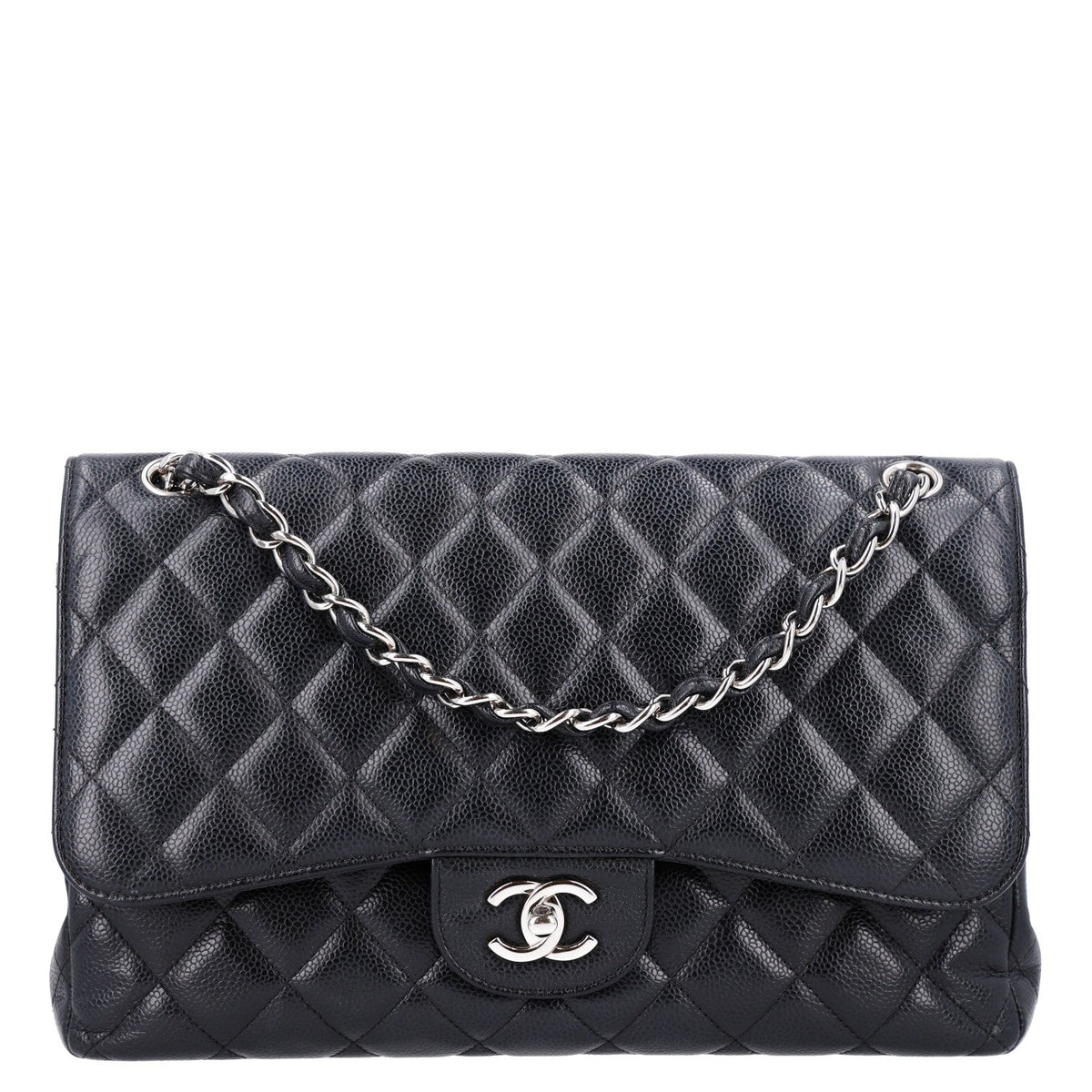 Caviar Quilted Jumbo Double Flap Black wholesalehk.shop